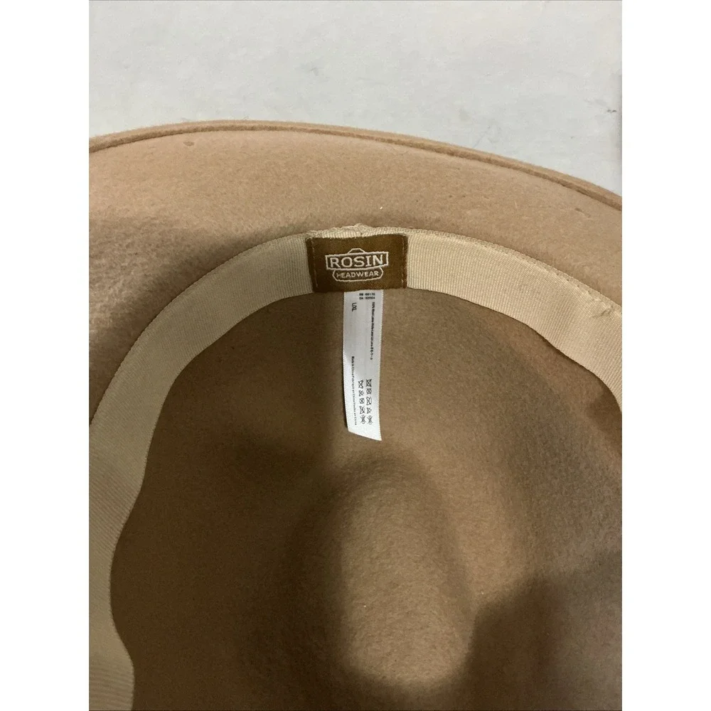 Rosin Headwear Tan Fedora Hat L/XL Boho DAMAGED